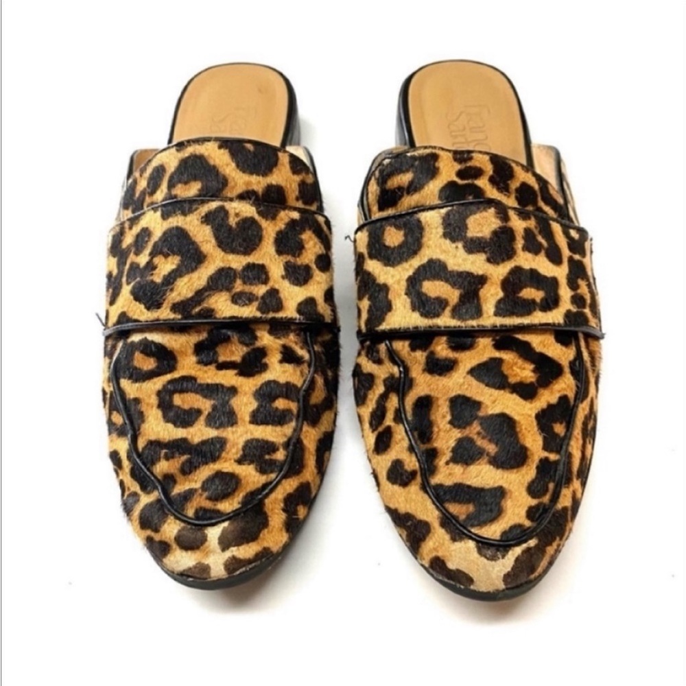 Franco Sarto Leopard Print Leather Mule Slip On Shoes Size 9